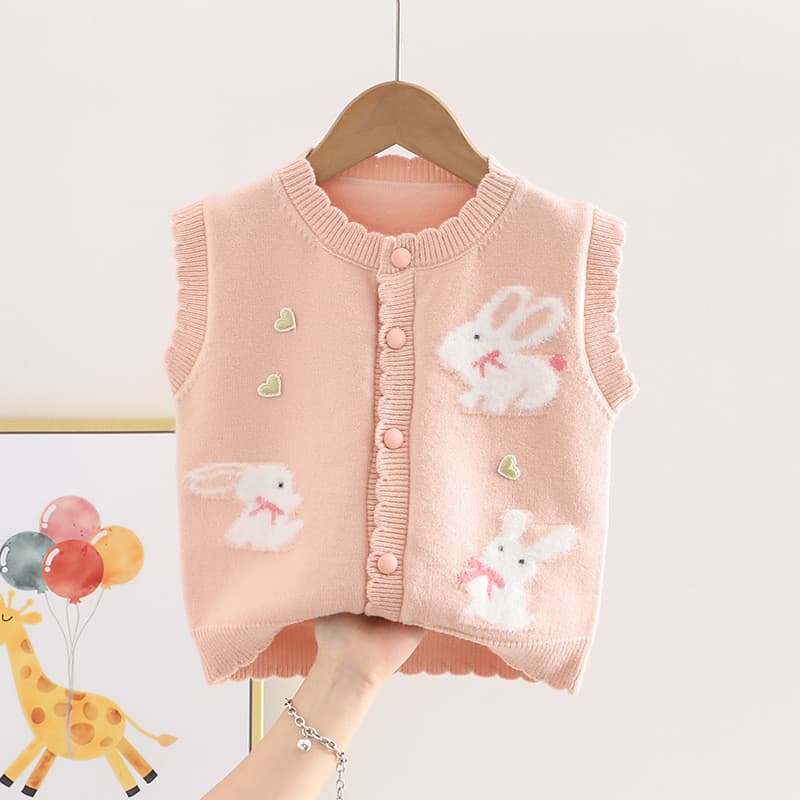 Meninas colete versão coreana primavera outono menina bebê camisola de malha colete fino dragão ano moda exterior Wear c