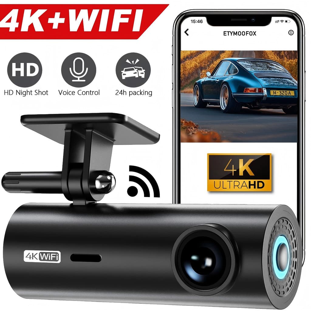 Dashcam Para Carro Caixa Preta Gravadores De Vídeo De Condução 4K WiFi Mini Câmera Frontal Traço Cam 24H Monitor De Esta
