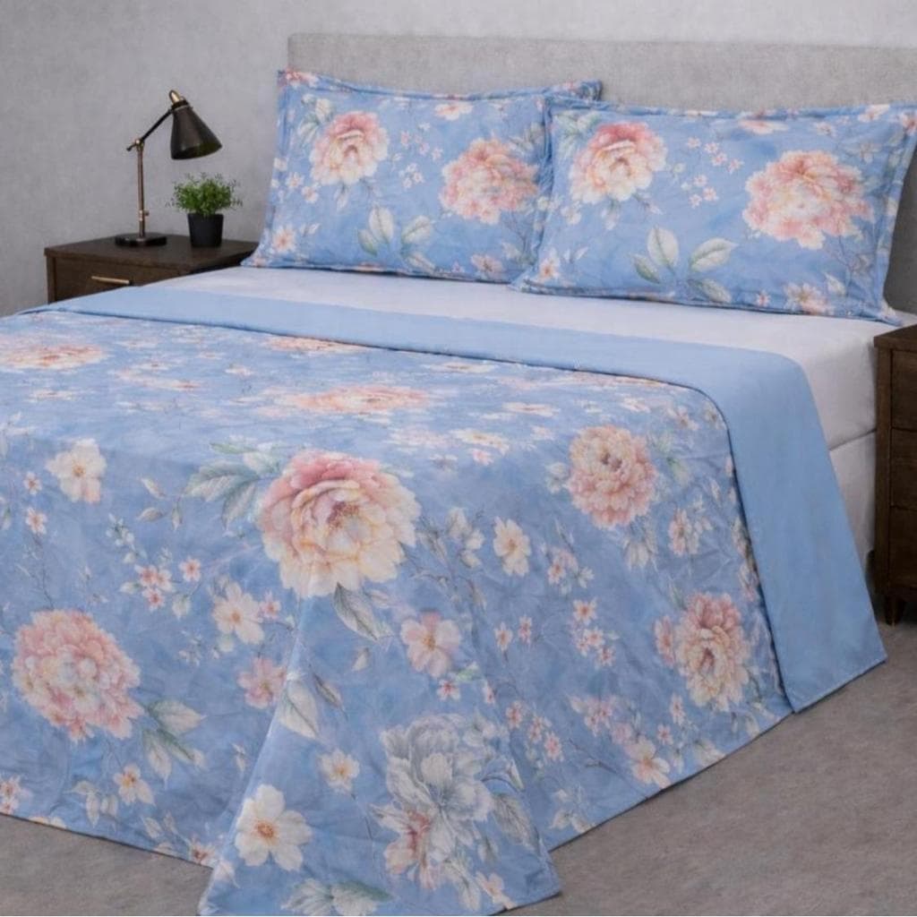 Jogo de Cama Lençol 04 Peças Micropercal 400 Fios Fronha com Debrum