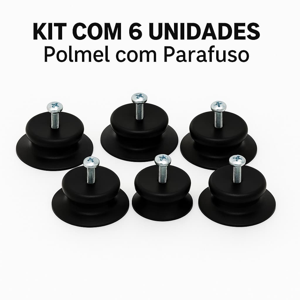 Kit 6 Puxadores Polmel para Tampa de Panela de vidro/ alumínio C/ Parafuso