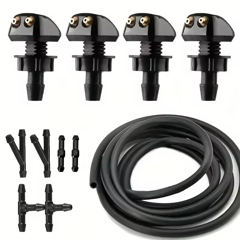 Conjunto De Mangueira De Spray Para Limpador De Carro-Bocal Lavador De Pára-Brisa-Flexível Preta-Conector De Marceneiro