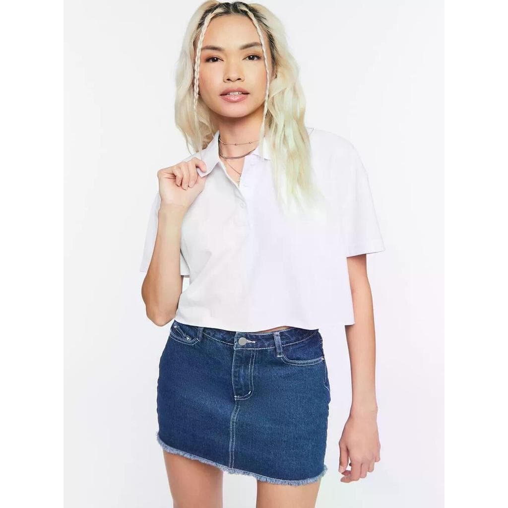 Americano Retro estilo Preppy xs-xl curto solto frisado piso pano camisa polo menina quente camiseta curto topo europeu