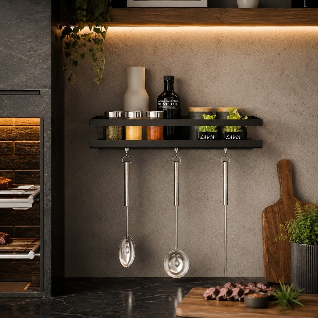 Suporte Prateleira Utensílios De Cozinha Porta Temperos e Talheres 30cm