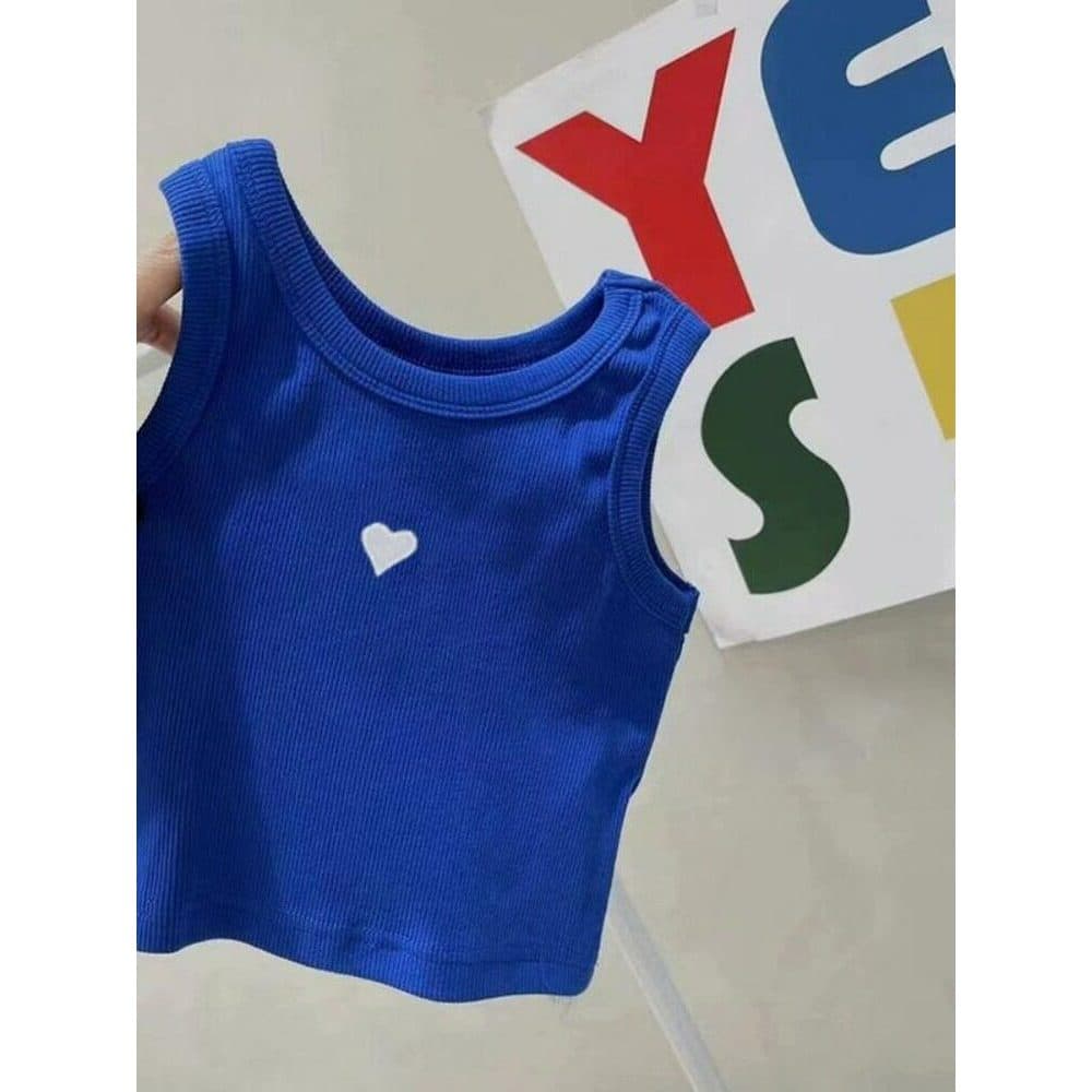 Crianças camisola novo estilo verão meninas roupa interior estilo ocidental algodão estilo curto moda amor topo exterior