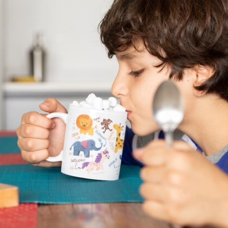 Bonito dos desenhos animados pintados à mão Animal inglês caneca copo de água jardim de infância crianças presente copo