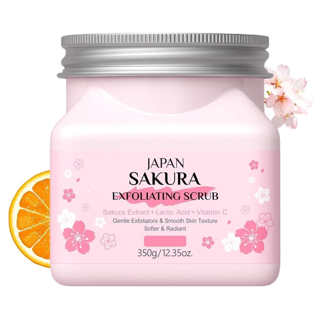 Esfoliante Corporal e Facial de Flor de Cerejeira, Esfoliante Suave para Pele Lisa e Macia, Esfoliante Facial Diário, Cu