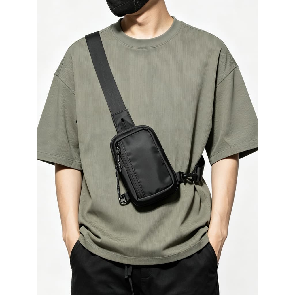 Bolsa de peito bolsa de ombro pequena bolsa mensageiro masculina Mini bolsa de ombro simples bolsa para celular bolsa de