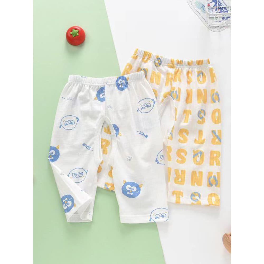 Calças de virilha aberta para bebês, calças cortadas finas de algodão puro, calças de pijama para crianças, calças de ar