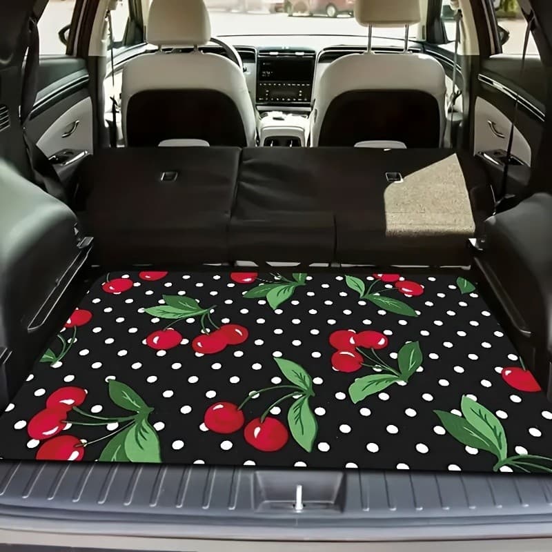 Adequado para todos os tipos de modelos de carros Tapetes de porta-malas de carro com tema cereja de peça única, protege