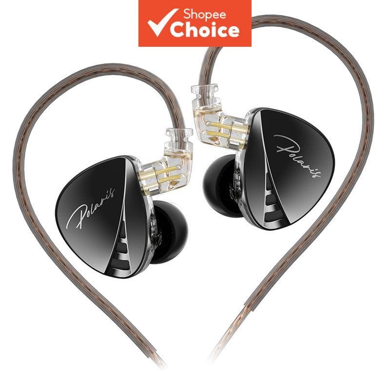 CCA Polaris Fone Intra-Auricular HiFi Estéreo IEM, Fones de Ouvido com Fio, Drivers Dinâmicos Duplos com 4 Interruptores