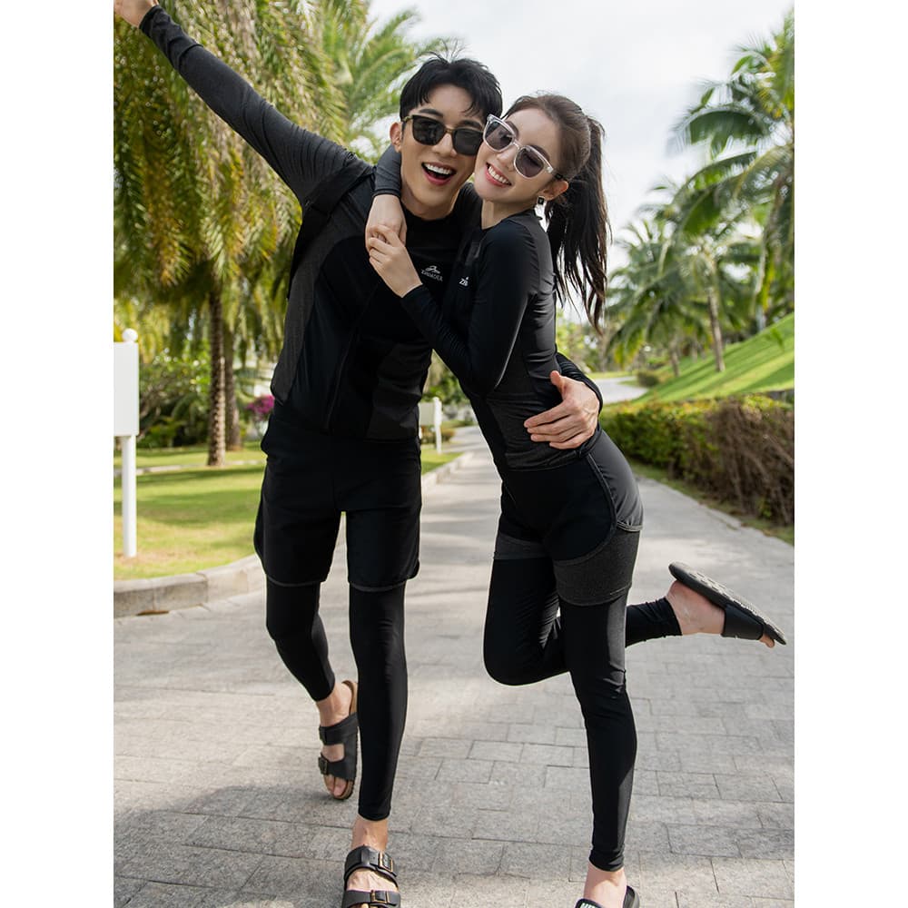 Casal terno de mergulho Split terno feminino de manga comprida terno de surf masculino mais gordura plus Size maiô terno