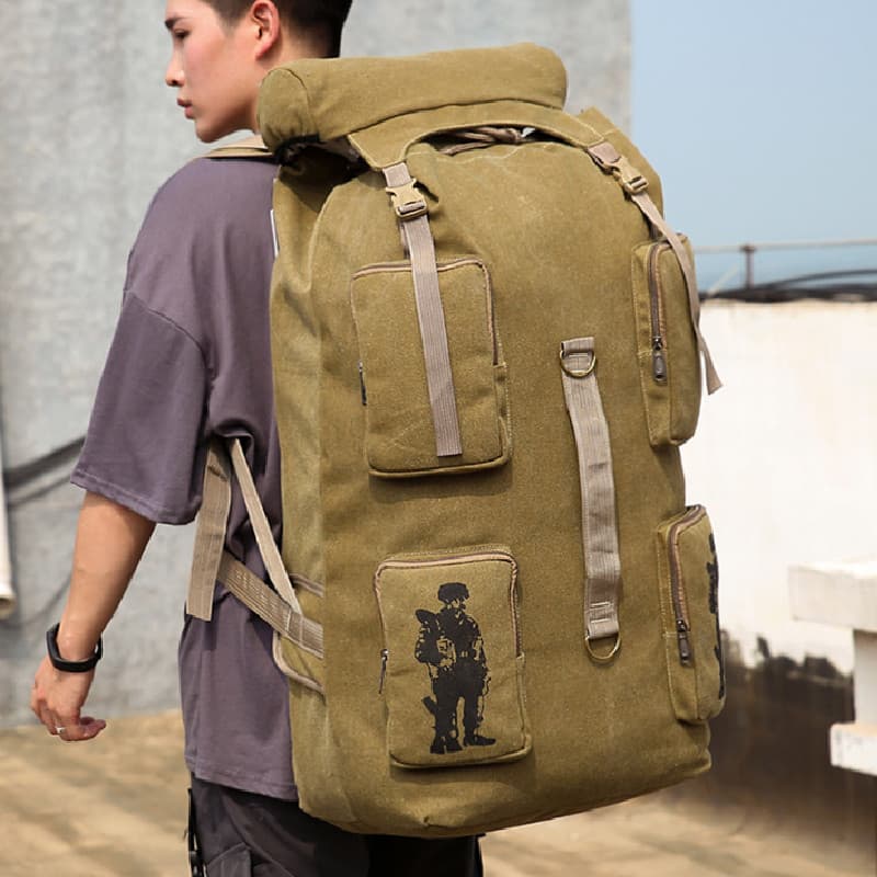 Super grande capacidade saco de montanhismo esportes ao ar livre mochila masculina 80 litros saco de lona embalagem de v
