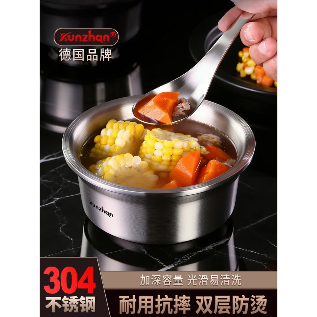 304 tigela de aço inoxidável doméstica única tigela de arroz engrossado utensílios de mesa das crianças pauzinhos colher