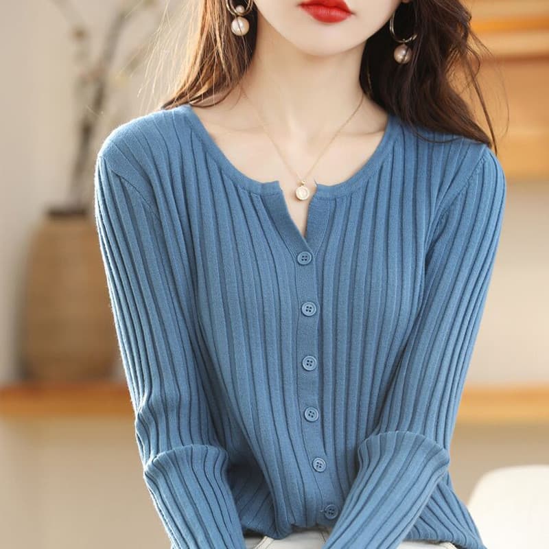 K Cardigan de malha feminino 2025 primavera novo estilo exterior fino camisola jaqueta em torno do pescoço fino-ajuste A