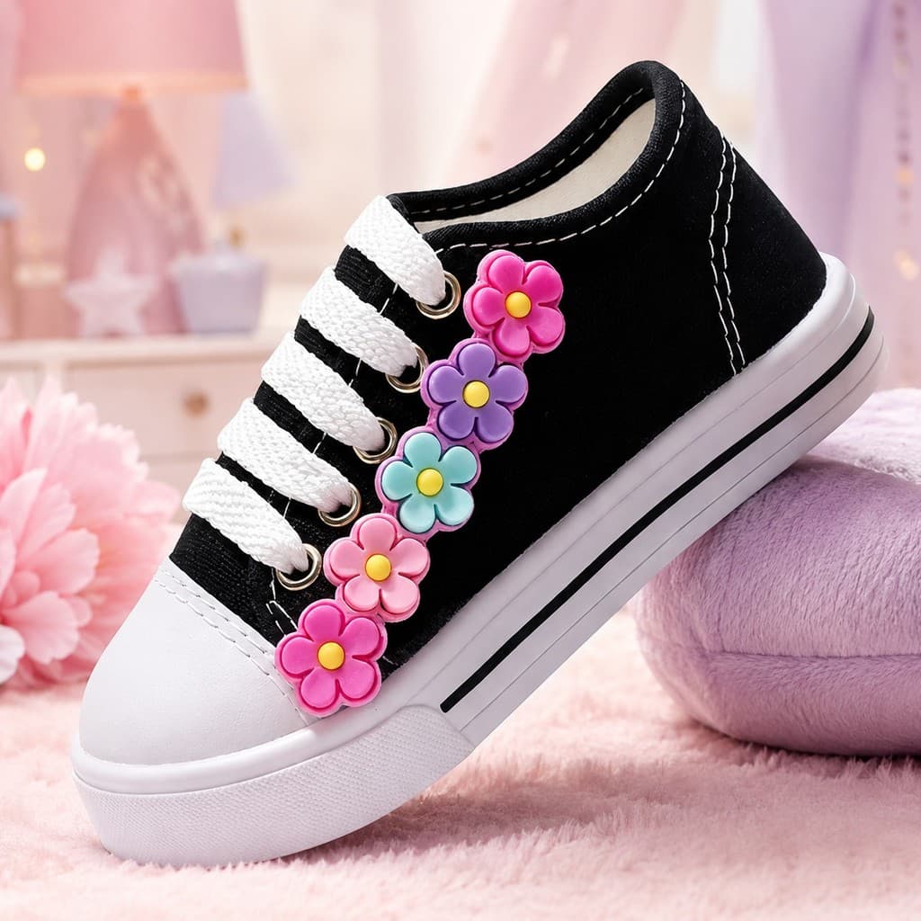 Tênis Infantil Feminino Menina Flor Colorida Casual Confortável e Leve Escolar Passeio Moda Colorido