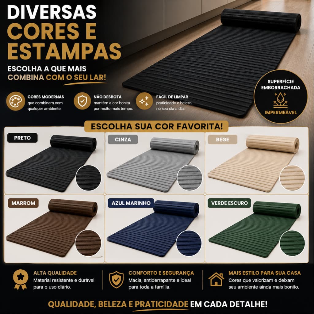 Passadeira Tapete Emborrachada Soft Antiderrapante Por Metro Varias Estampas Cozinha - Sala - Banheiro 0,45cm de largura