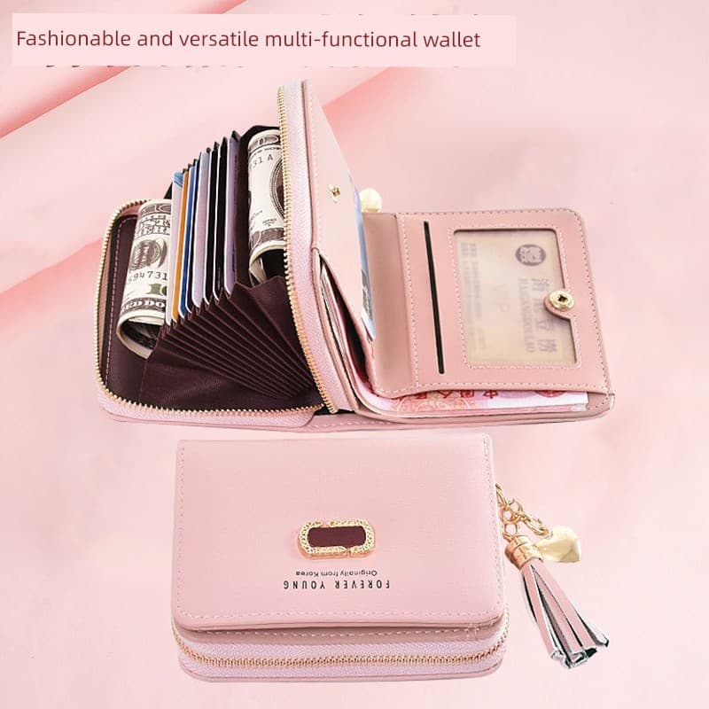 carteira feminina pequena carteira femenina Novo estilo versão coreana carteira feminina curta dobrável bolsa de moedas
