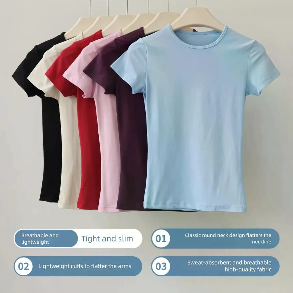 Verão Fitness Wear Feminino De Manga Curta Ombro Direito Camiseta Casual Estiramento Yoga Magro Correndo Esportes Ginási