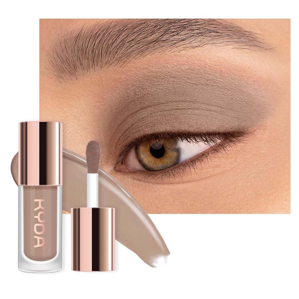 Sombra Líquida Matte KYDA, Sombra para Olhos em Tons de Cinza e Marrom, Efeito Veludo de Longa Duração e Resistente a Ru