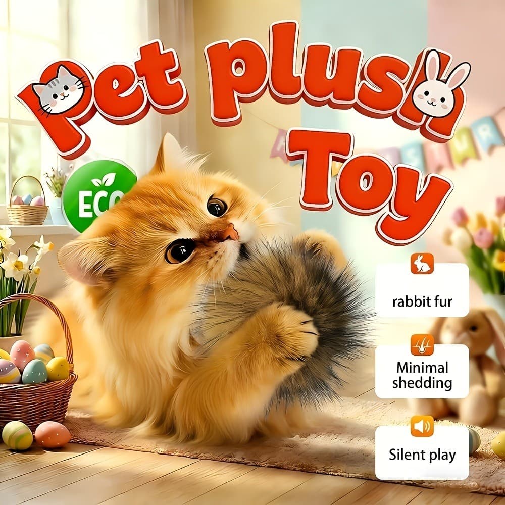 4 peças de brinquedos para gatos com bola de pele de coelho de imitação, brinquedos dedicados para gatos internos, exerc