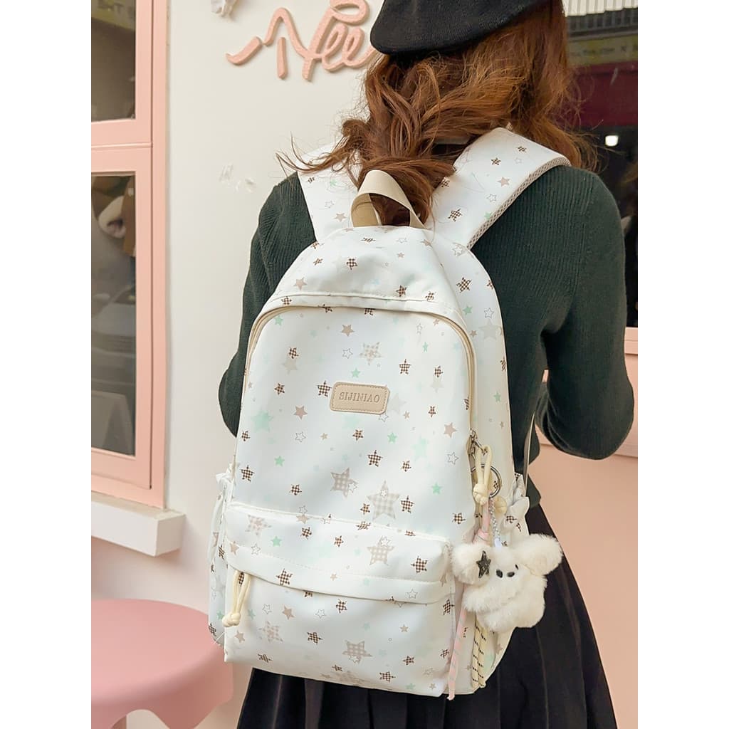 Menina estilo estrela impressão mochila estudante do sexo feminino de alto valor grande capacidade Commuter Campus mochi