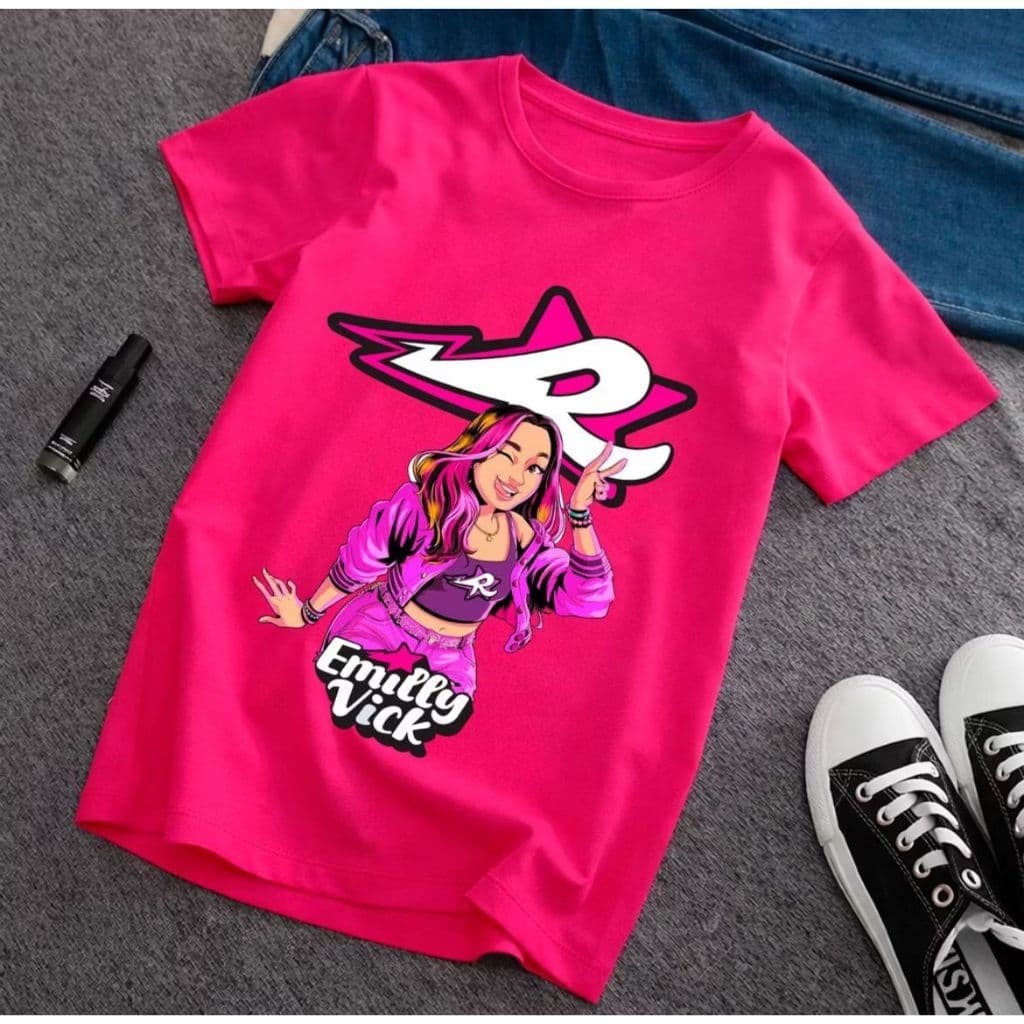 CAMISETA MAXIMO CONFORTO Camiseta  Emilly Vick Blusa Infantil Robson Leozin Void T-Shirt Youtubers em Alta Trends Novo L