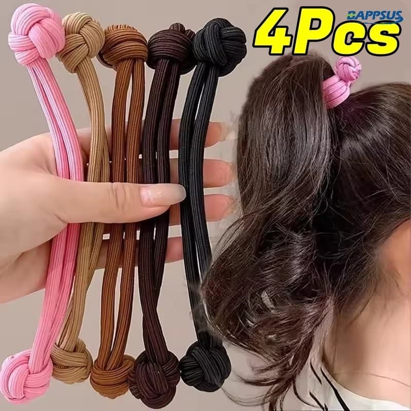 Faixa De Cabeça Dopamina De Alta Elasticidade – Elásticos De Cabelo Com Nó De Borracha De Cor Sólida Simples Corda Supor