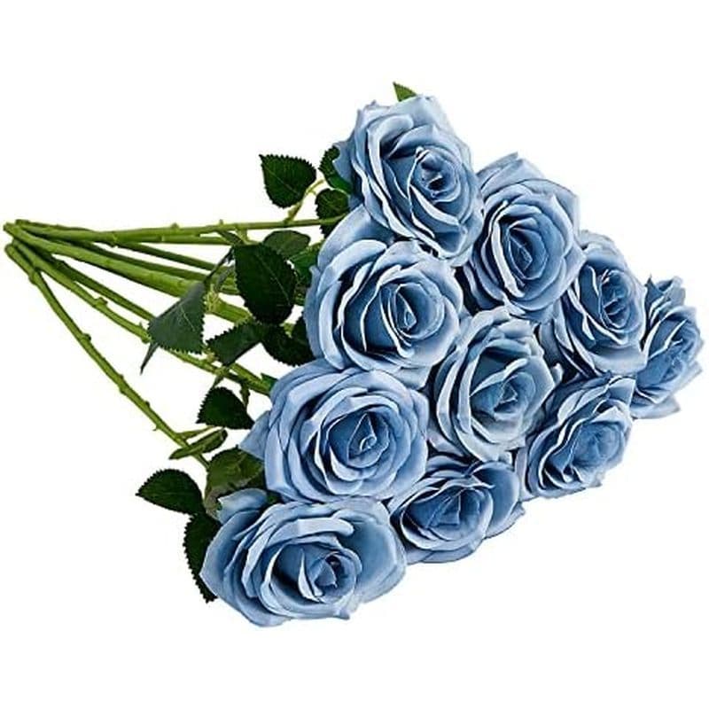 Rosa Artificial Para Arranjo De Casamento Nupcial Buquê De Flores De Seda Peça Central Aberta 1 1 Azul Usty 1 1anken 1 1