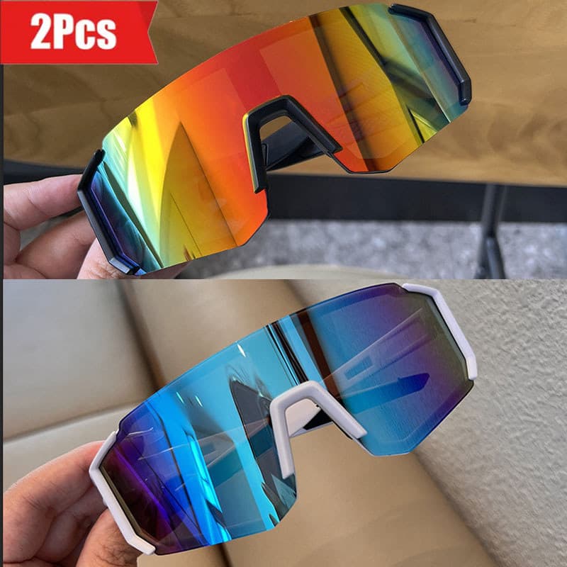 2 peças óculos de proteção UV400 para esportes ao ar livre - óculos de sol à prova de vento para ciclismo/esqui/direção