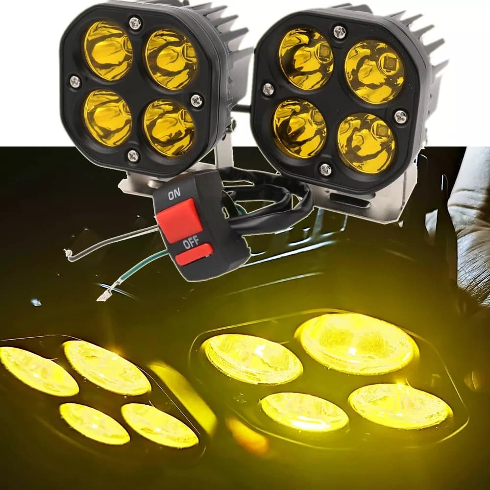 2PCS Faróis de LED Off-road 4x4 para Motocicleta 3 Polegadas 40W 4WD Dupla Cor Amarelo e Branco