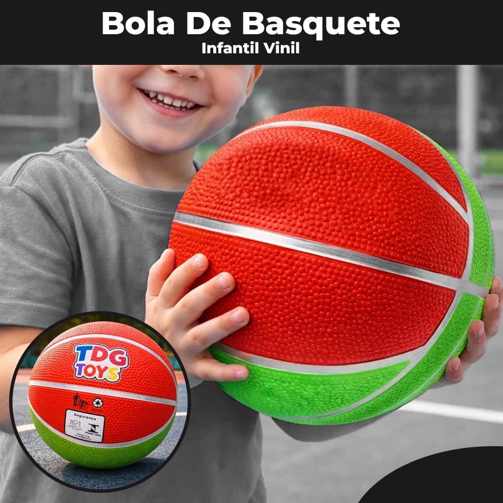Bola basquete infantil vinil texturizada esportiva resistente diversão crianças