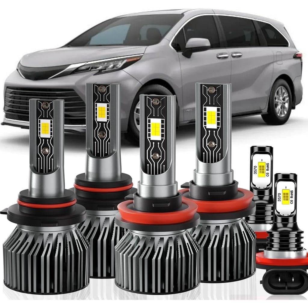 Compatível com Toyota Sienna 2011-2020, Lâmpadas Super Brilhantes Brancas 6000K Plug-and-Play - Pacote com 6
