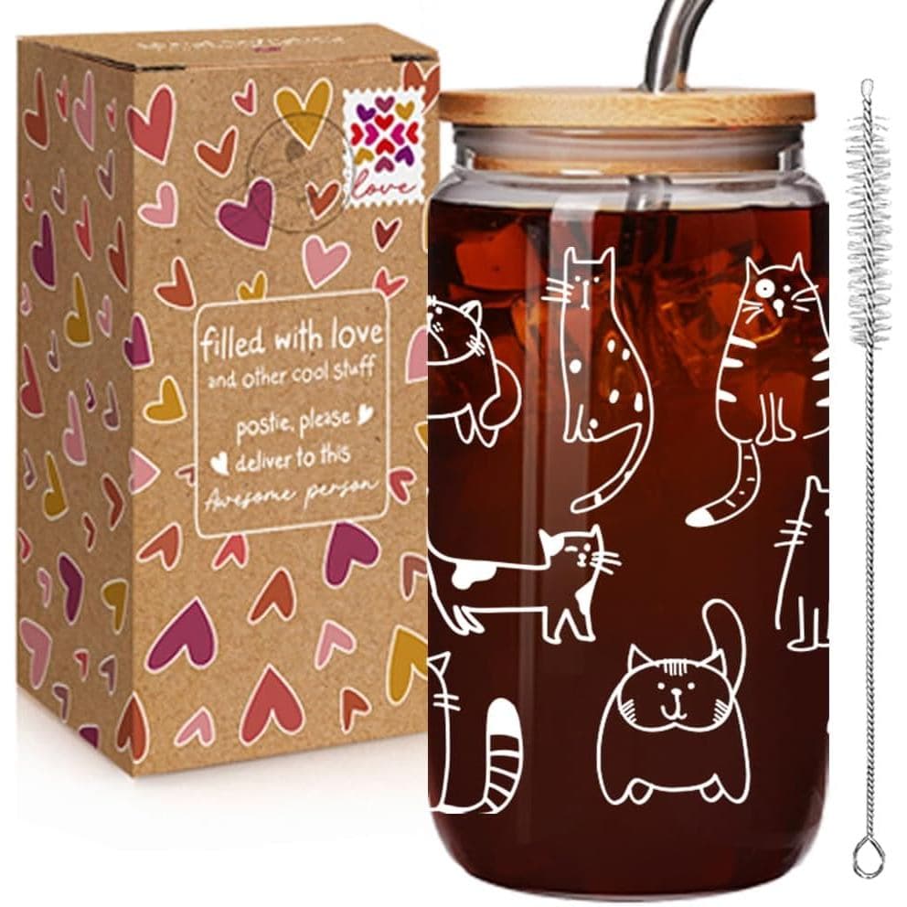 Presentes de Vidro Engraçados para Amantes de Gatos, Mulheres e Meninas, Presentes de Aniversário Divertidos para Mães,