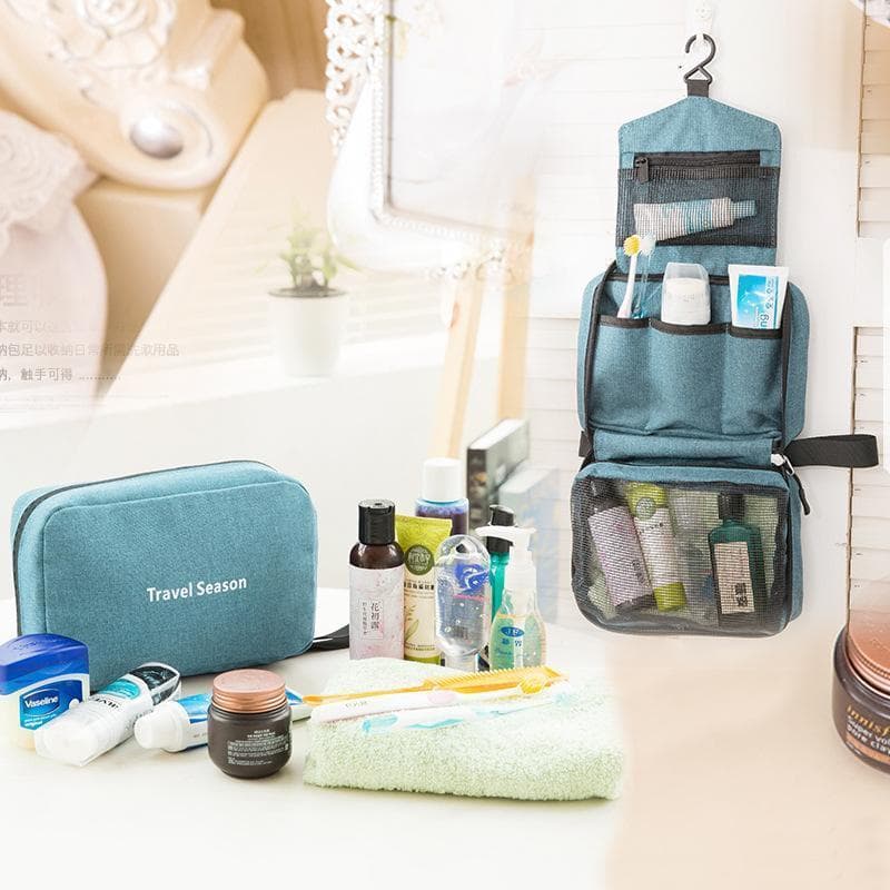 Saco de toalete das mulheres dos homens portátil saco cosmético multifuncional à prova dwaterproof água pendurado dobráv