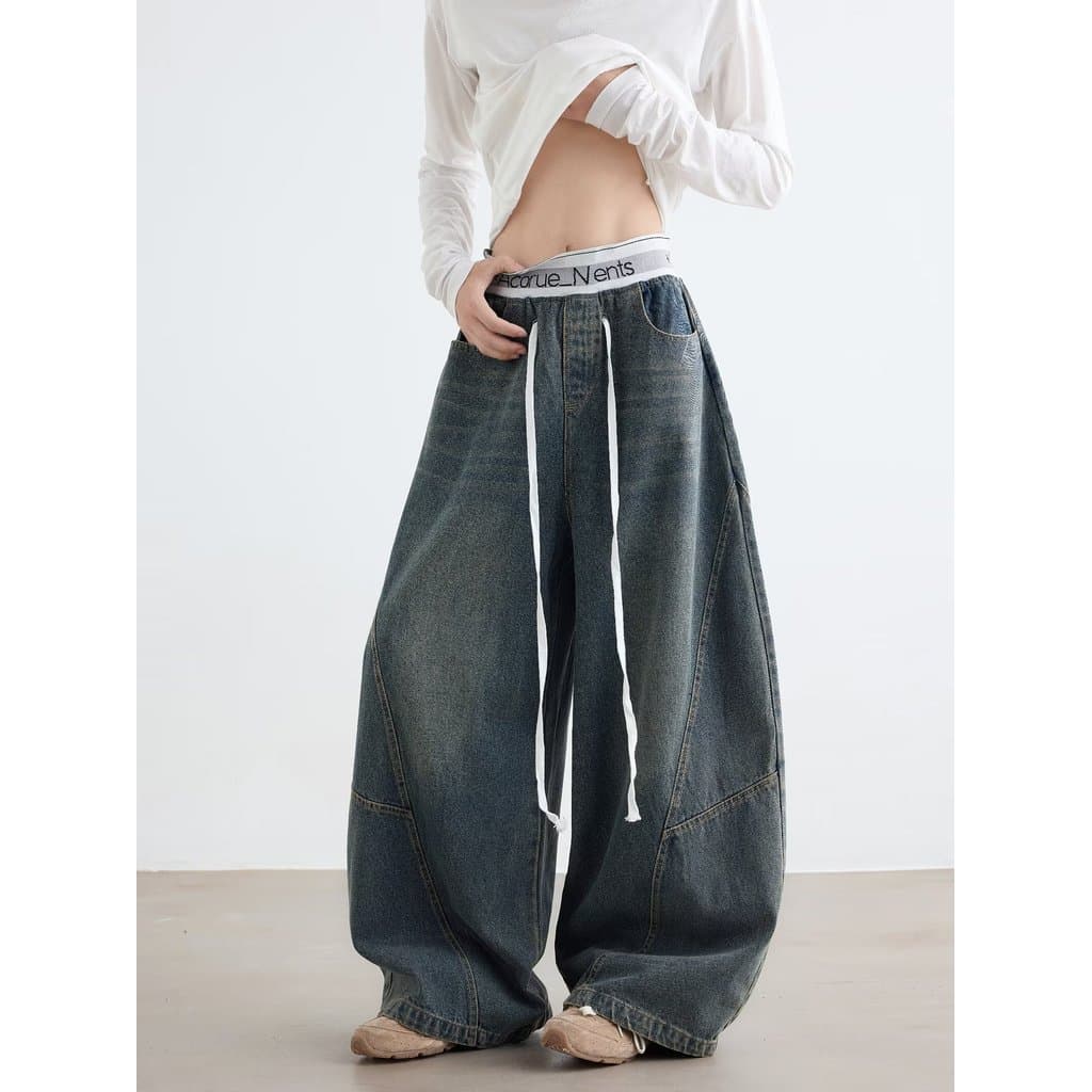 Estilo Hong Kong na moda masculina verão novo estilo 2025 carta única Jeans Hip Hop ins na moda High Street na moda rufi
