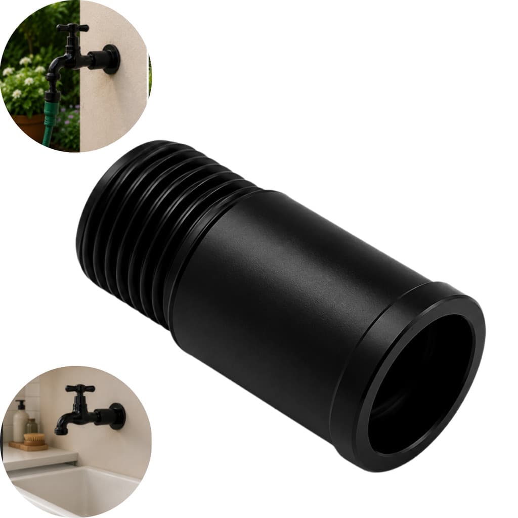 Alongador Prolongador Extensao 4CM 1/2 Metal Aumento De Torneira De Jardim Preto Fosco