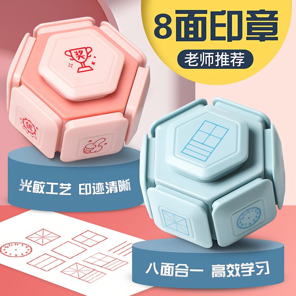 Selo Tianzige de oito lados Alunos da escola primária Correção multifuncional Pinyin Correção Ferramenta útil Quatro lin