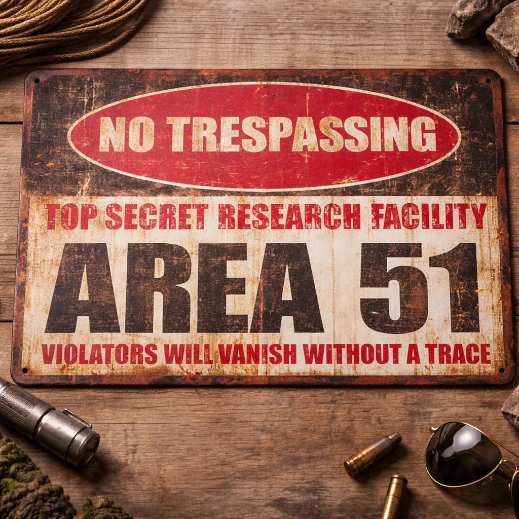 Placa Decorativa Metal Área 51 Vintage Retrô No Trespa 20x30 Placa Área 51 No Trespassing