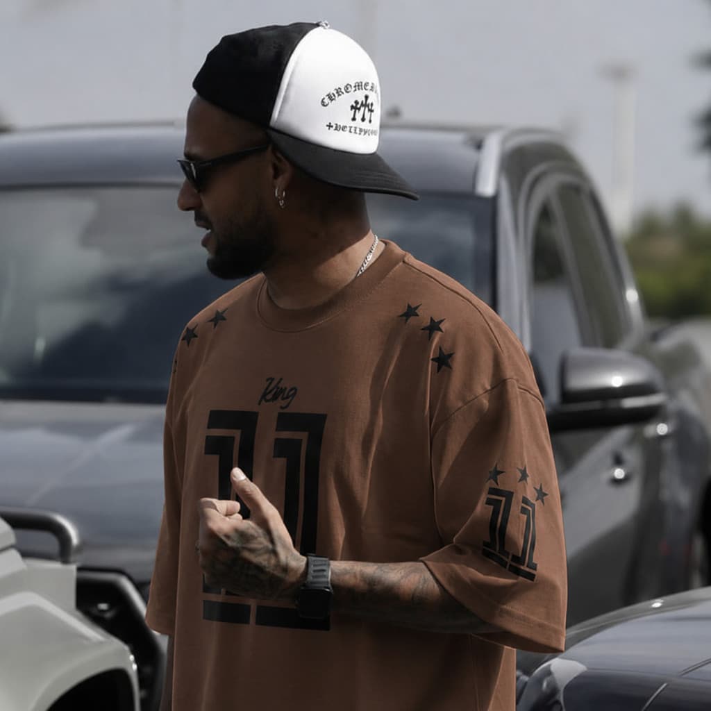 Camiseta Masculina Estilo Cria Branca Número 11 Oversized Camisa Streetwear Casual
