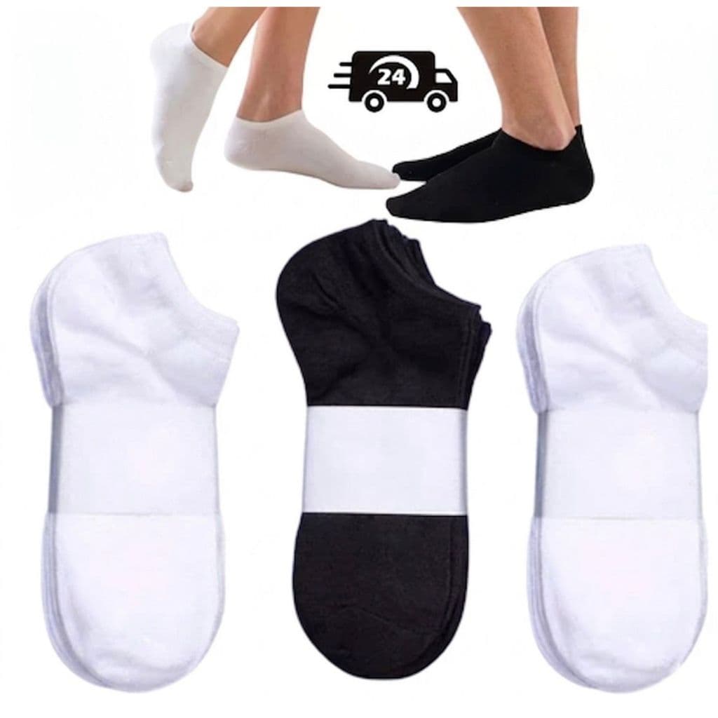 Kit Meia Soquete Unissex Algodão - Cano Baixo Combos de 3 a 24 Pares