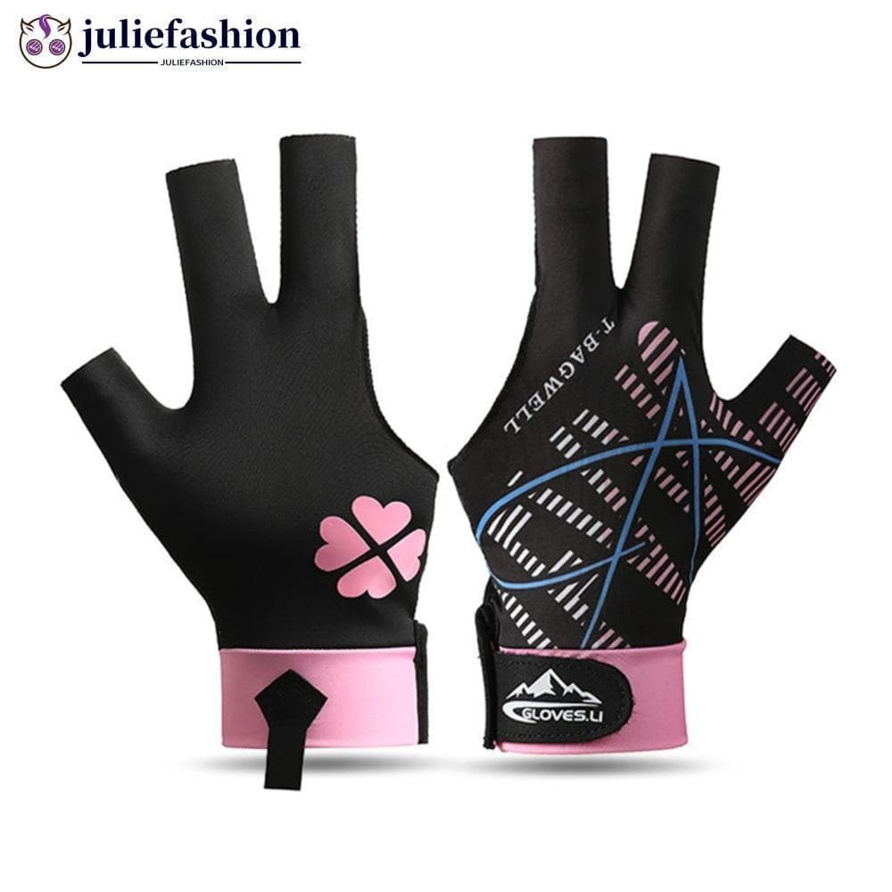 JULIEFASHION Luva de bilhar profissional de três dedos para mão esquerda, respirável e antiderrapante, tecido para snook