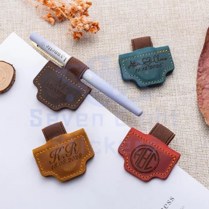 Porta-Canetas Magnético Personalizado Em Couro | Logotipo Do Nome Personalizável Estojo Para Caneta Material De Escritór