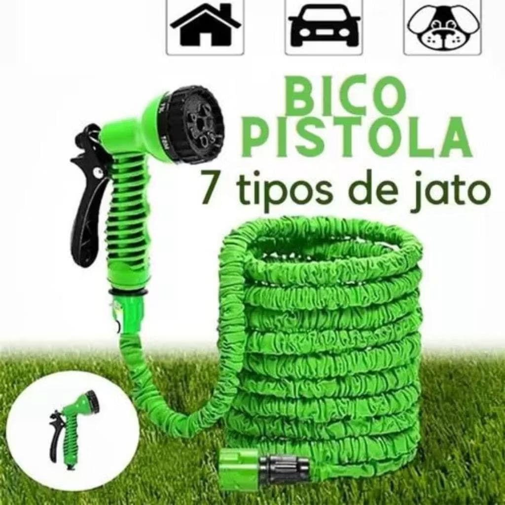 Mangueira Mágica Expansível 15m/30m Retrátil e Antitorção, 7 Bicos de Irrigação Multiuso para Jardim