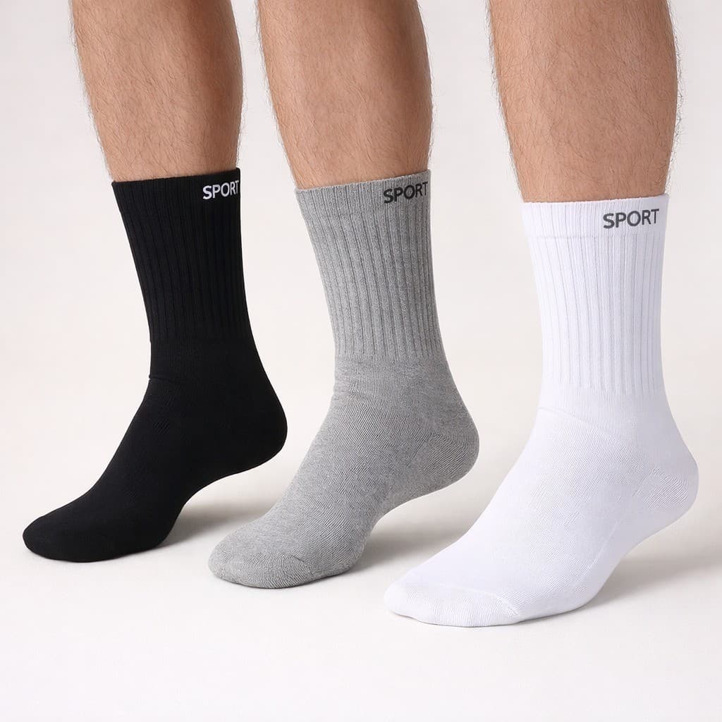 Kit Meias  3, 6 ou 12 Pares Cano Alto SPORT  Algodão Confortável JJ