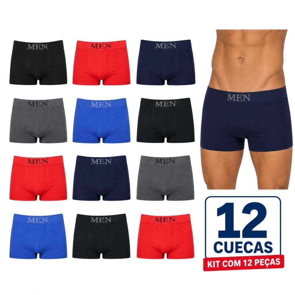 Kit 12 Cuecas Boxer Masculinas Microfibra