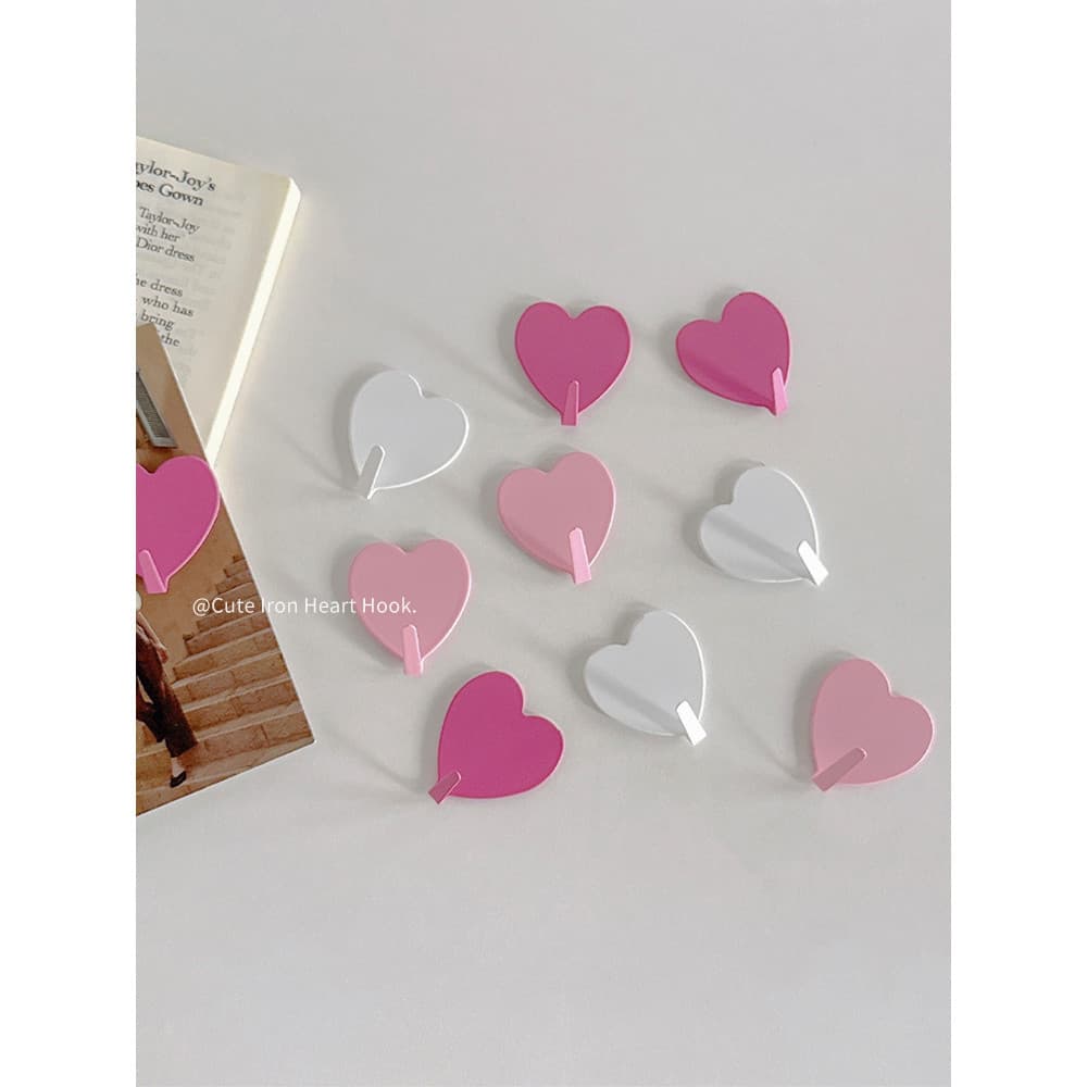 Criativo amor gancho perfuração-livre forte carga-rolamento parede gancho pegajoso de alto valor menina coração decoraçã