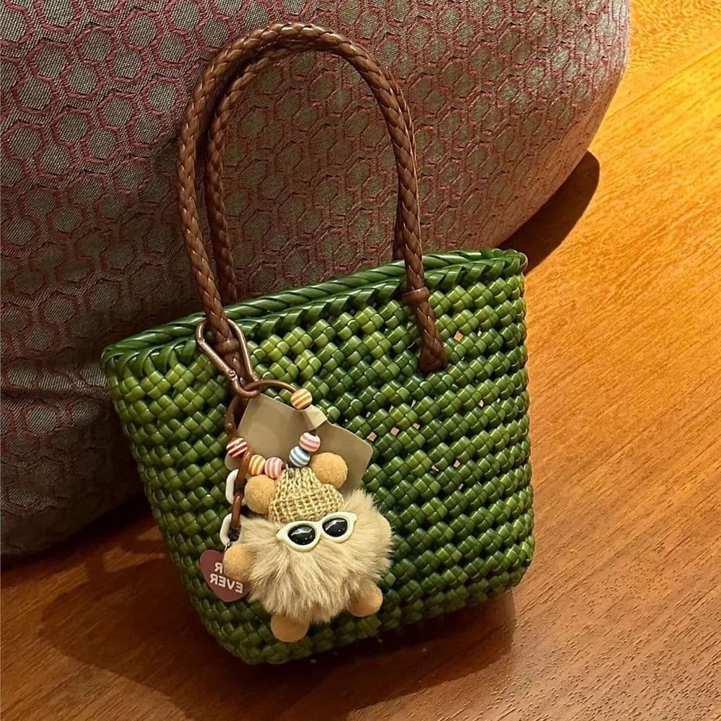 Saco de rattan tecido à mão diy Material saco de rattan High-End sentir oco cesta de vegetais tecido portátil bolsa de o