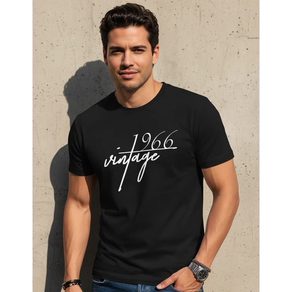 Camiseta Masculina Vintage 1966 Aniversário 60 Anos 100% Algodão Premium