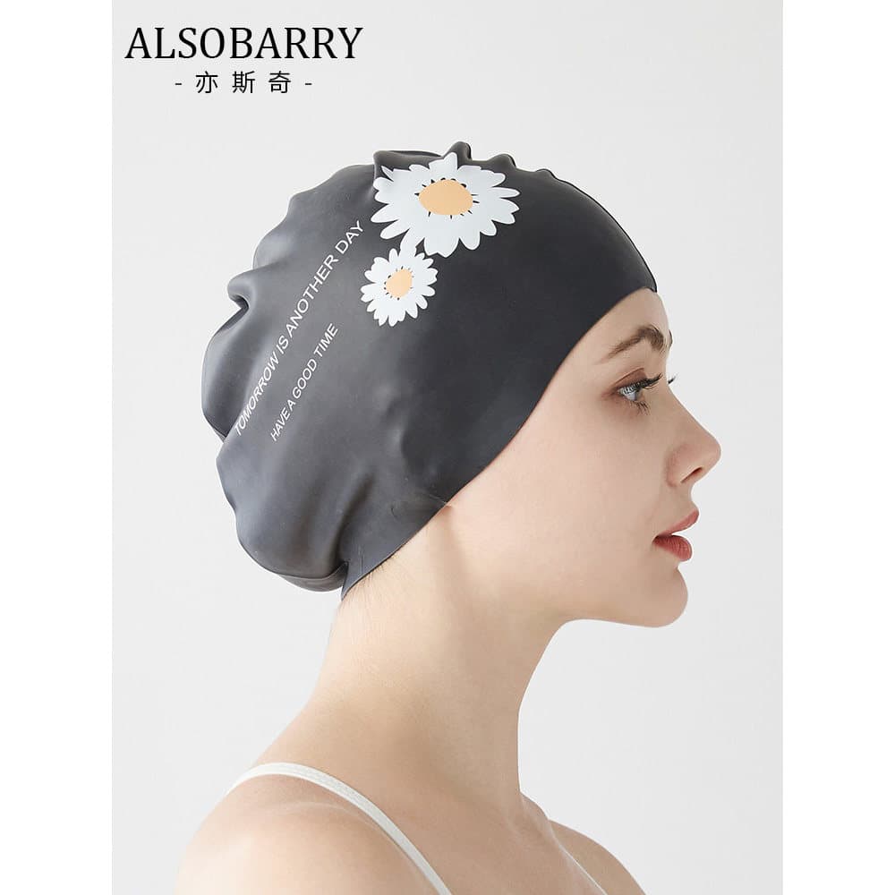 ◆DUDU DUDU◆Touca de natação feminina, cabelo longo, à prova d'água, proteção para os ouvidos, não astragando a cabeça, S