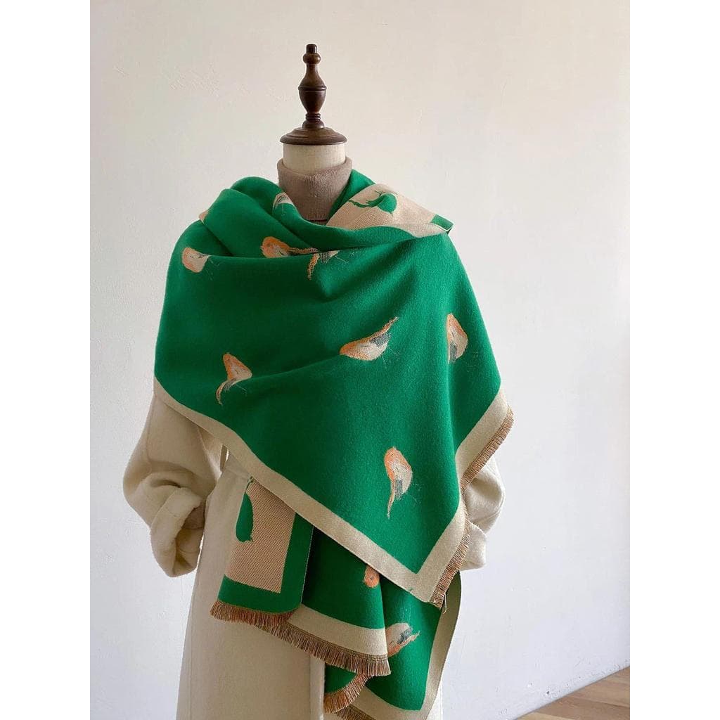 Cobertor De Caxemira Grosso Feminino Cachecol Quente Pashmina Xale Inverno Envolve Bufanda Impressão Novo Design